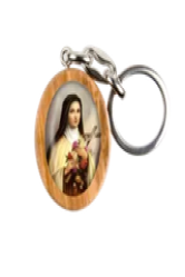 Porte-cle  ste therese en bois et resine 3.8 cm